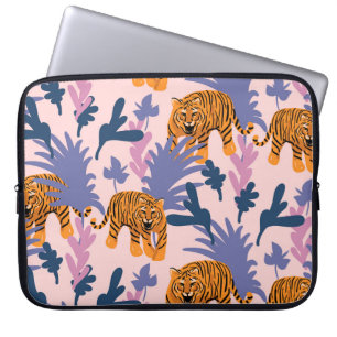 Tropiska tigrar Jungle Vintage Mönster Laptop Fodral