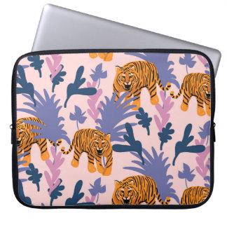 Tropiska tigrar Jungle Vintage Mönster Laptop Fodral