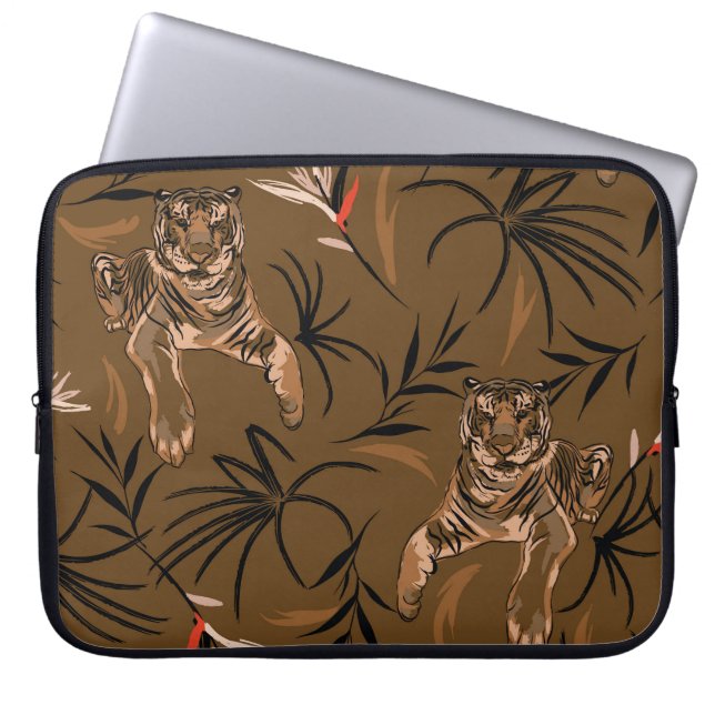 Tropiska tigrar paradise Flower Mönster Laptop Fodral (Framsidan)