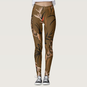 Tropiska tigrar paradise Flower Mönster Leggings