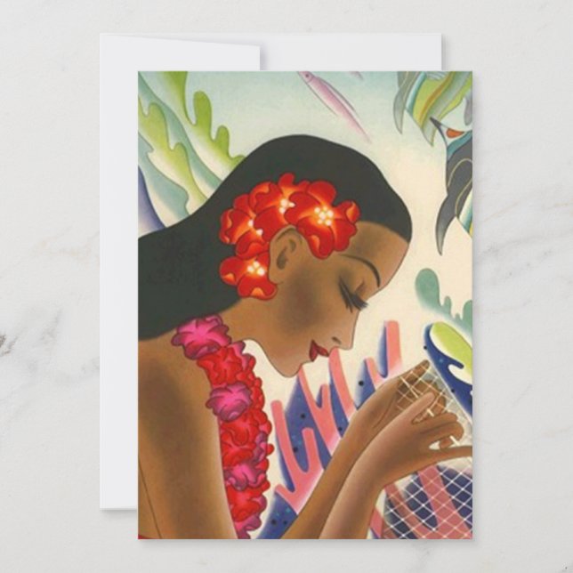 Tropiska Tiki för öLeiLuau party inbjudningar (Framsida)