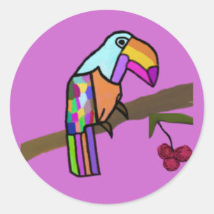 Tropiska Toucan klistermärkear Runt Klistermärke