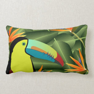 Tropiska Toucan och fåglar av paradiset Lumbarkudde