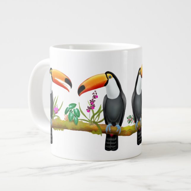 Tropiska Toucanfåglar Jumbo Mugg (Framsida vänster)