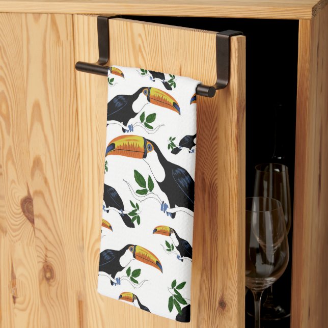 Tropiska Toucans - lekfull jungle Kökshandduk (Thirds Fold)
