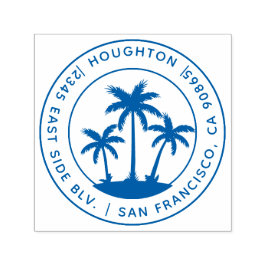 Tropiska Träd-rundans Returadress i Handflatan Självfärgande Stämpel