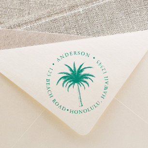 Tropiska Träd-rundans Returadress i Handflatan Stämpel