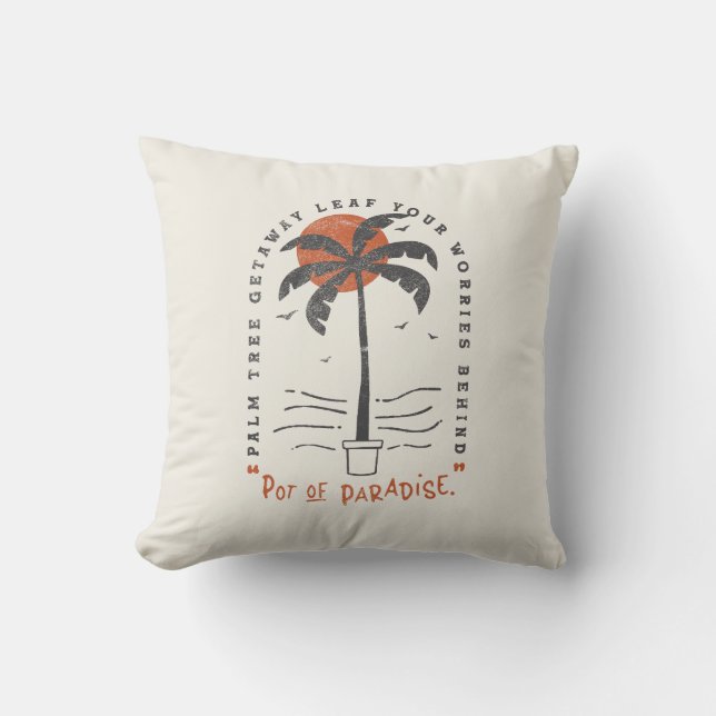 Tropiska Träd-stranden Vibes Sommar Sol Retro Kudde (Framsida)