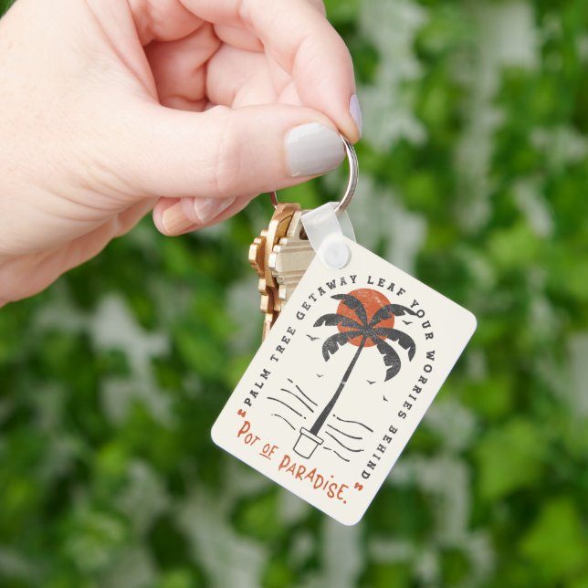 Tropiska Träd-stranden Vibes Sommar Sol Retro Nyckelring (Hand)
