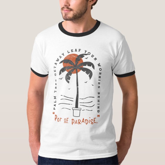 Tropiska Träd-stranden Vibes Sommar Sol Retro T Shirt (Framsida)