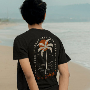 Tropiska Träd-stranden Vibes Sommar Sol Retro T Shirt