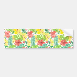 Tropiska trädgårdar, hibiscus plumeria och handfla bildekal