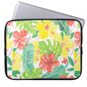 Tropiska trädgårdar, hibiscus plumeria och handfla laptop fodral