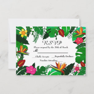 Tropiska trädgårdsblad & blommor bröllop RSVP-kort OSA Kort