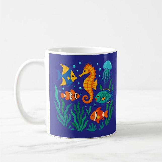 Tropiska undervattensfiskar - marint liv kaffemugg (Vänster)