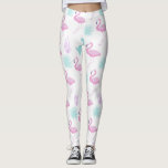 Tropiska vaccinationsbeningar leggings<br><div class="desc">Gentle färg-plan på ett tropiskt,  sömlöst mönster med flamingos och kaktus i ljusblå och rosa</div>