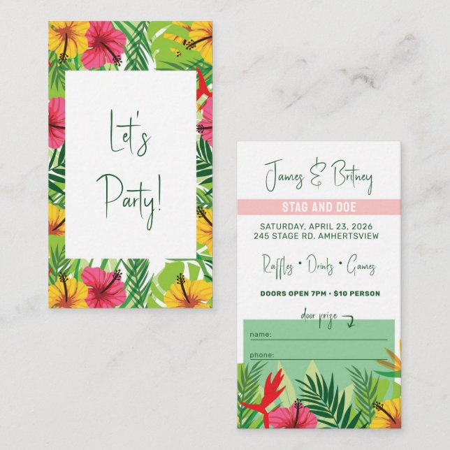 Tropiska vaccinationsstationen och Doe Party Bilje Visitkort (Fram/baksida)