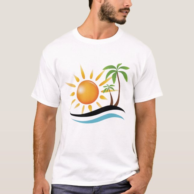 Tropiska vackra strandvibbar  t shirt (Framsida)