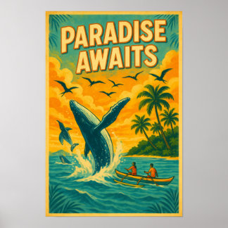 Tropiska val som tittar på paradise poster