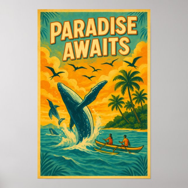 Tropiska val som tittar på paradise poster (Framsidan)