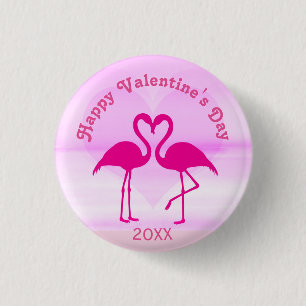 Tropiska Valentines day Flamingo Rosa Anpassningsb Knapp