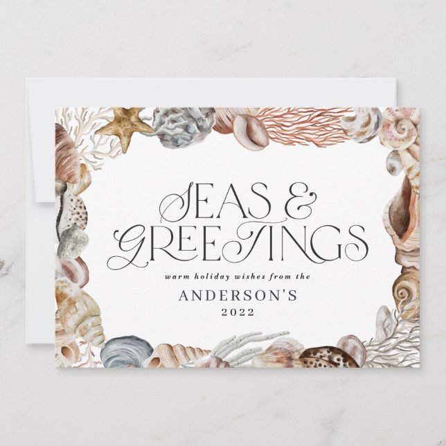 Tropiska varma julhav och hälsning moderna julkort (Framsida)