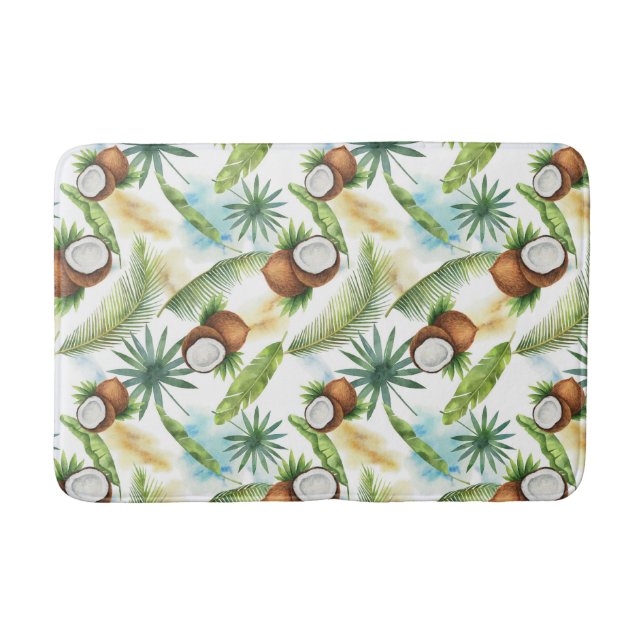 Tropiska vattenfärgen Coconut Mönster Badrumsmatta (Framsidan)