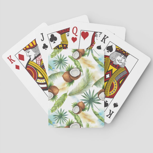 Tropiska vattenfärgen Coconut Mönster Casinokort (Baksidan)