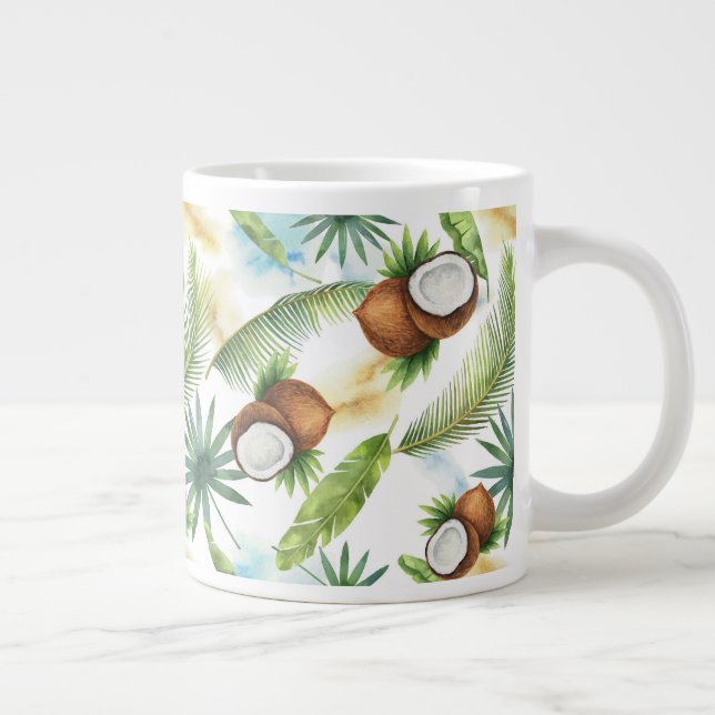 Tropiska vattenfärgen Coconut Mönster Jumbo Mugg (Höger)