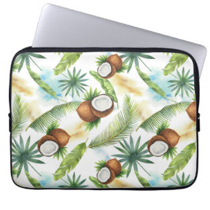 Tropiska vattenfärgen Coconut Mönster Laptop Fodral