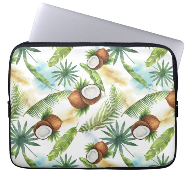 Tropiska vattenfärgen Coconut Mönster Laptop Fodral (Framsidan)