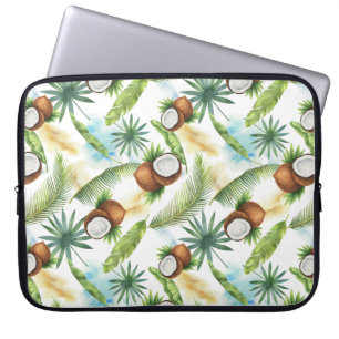 Tropiska vattenfärgen Coconut Mönster Laptop Fodral