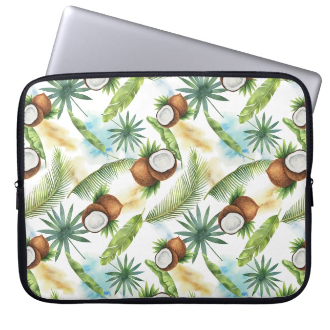 Tropiska vattenfärgen Coconut Mönster Laptop Fodral (Framsidan)
