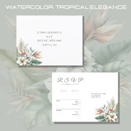 Tropiska vattenfärgen Elegance-OSA-Bröllop- Vykort