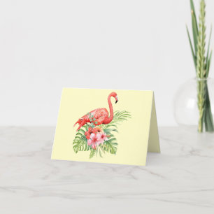 Tropiska vattenfärgen Flamingos & Hibiscus Tack Kort