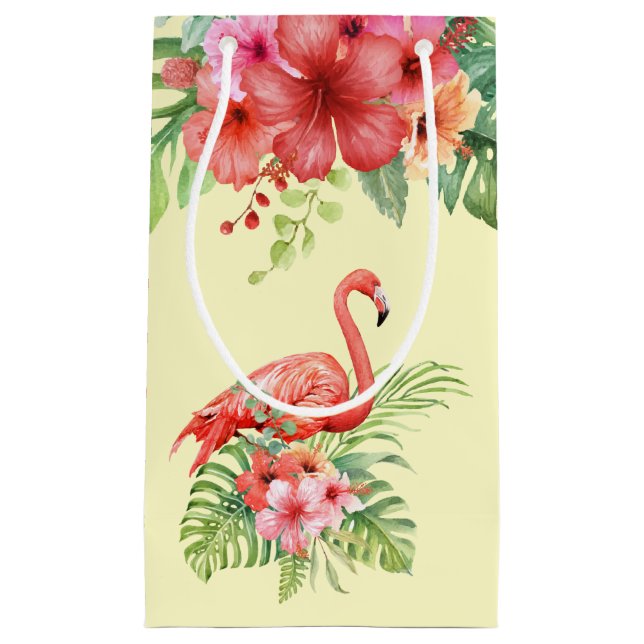 Tropiska vattenfärgen Flamingos och Hibiscus (Framsidan)