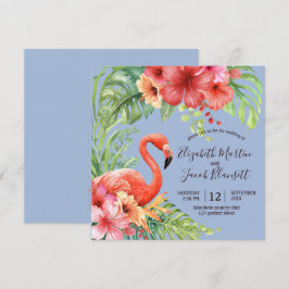 Tropiska vattenfärgen Flamingos och Hibiscus Bröll Inbjudningar
