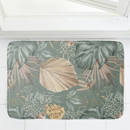 Tropiska vattenfärgen Guld & Grönt Löv Mönster Badrumsmatta