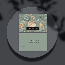 Tropiska vattenfärgen Guld & Grönt Löv Mönster Visitkort