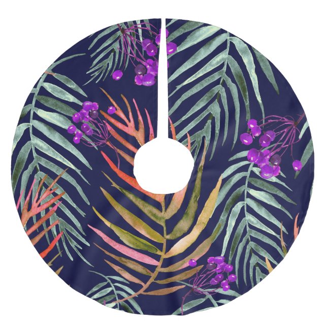 Tropiska vattenfärgen löv, abstrakt stänk. julgransmatta borstad polyester (Framsidan)
