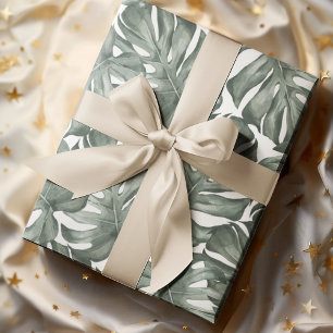 Tropiska vattenfärgen Modern Oasis Löv Mönster Presentpapper