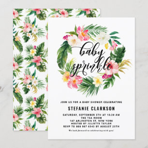 Tropiska vattenfärger Blommor Utandning Baby Sprin Inbjudningar