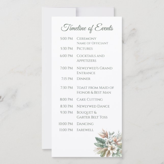 Tropiska vattenfärger - Bröllopsprogram- (Baksida)