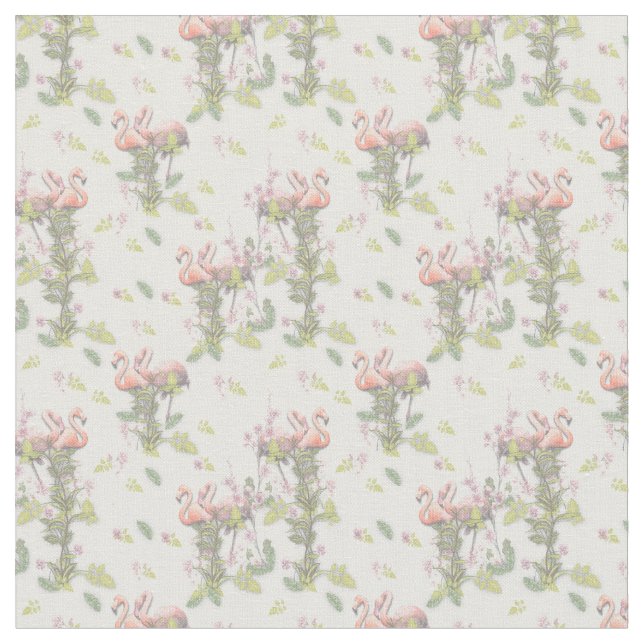 Tropiska vattenfärger i Flamingos Upprepa utskrift Tyg (Närbild)