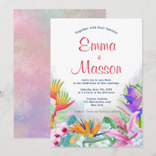 Tropiska vattenfärgsBlommigten Inbjudningar