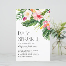 Tropiska vattenfärgsblommor Baby Sprinkle Inbjudan