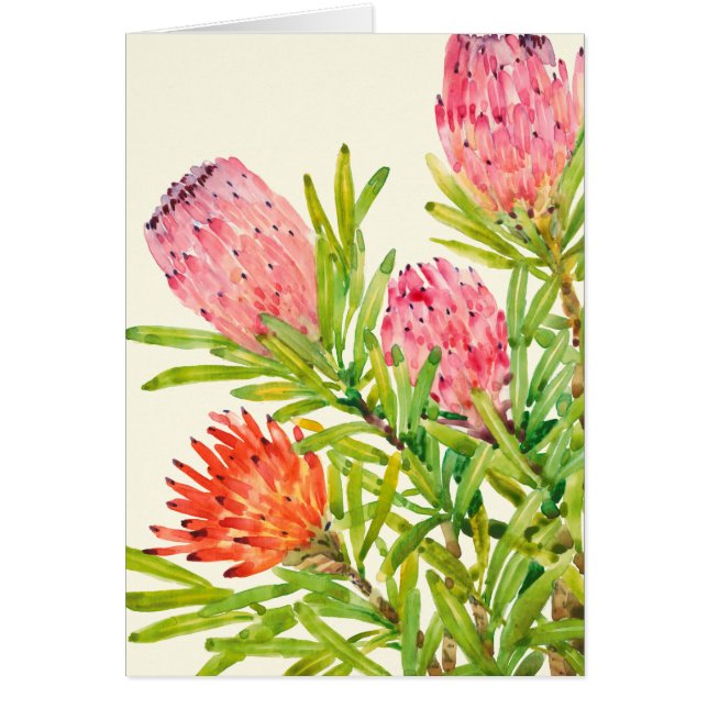 Tropiska vattenfärgsblommor hälsningskort (Framsidan)