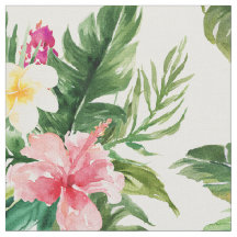 Tropiska vattenfärgsblommor Mönster Fabric
