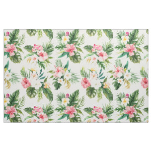 Tropiska vattenfärgsblommor Mönster Fabric Tyg