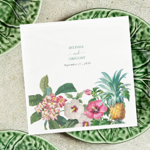 Tropiska vattenfärgsblommor och Greenery Bröllop Pappersservett
